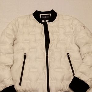 GUESS Stamp Quilt Puffer Bomber Jacket - Size Small